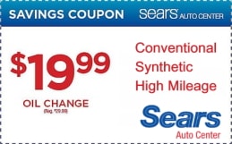 Sears Oil Change Coupon - Synthetic, Conventional, High-mileage