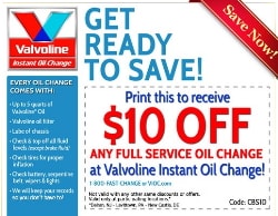 $19.99 Valvoline Instant Oil Change Coupon