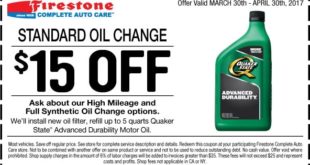 Firestone Standard Oil Change Coupon