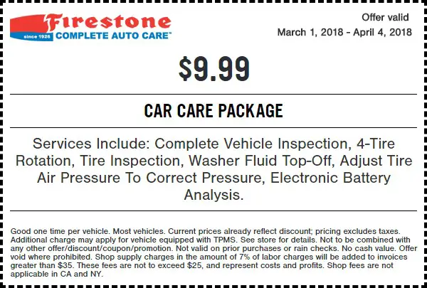 Firestone Car Care Coupon March 2018