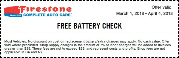 Firestone Free Battery Check Coupon March 2018