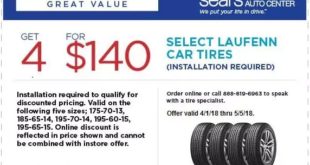 $140 Sears Laufenn Tires Coupon April 2018