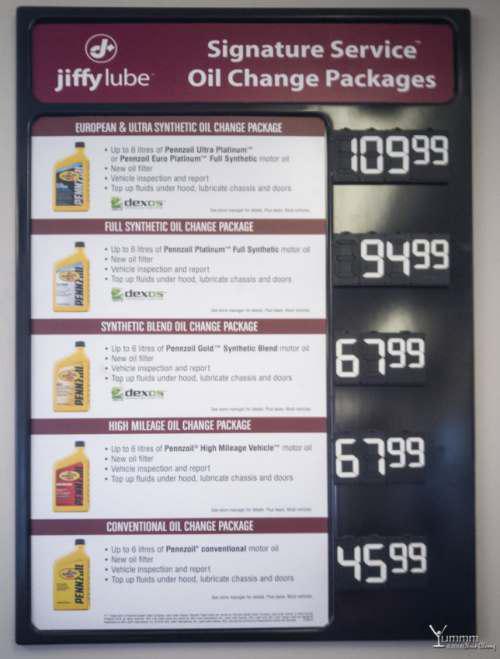 how much is oil change at Jiffy Lube