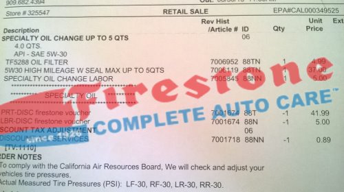 Explore Firestone oil change price list 