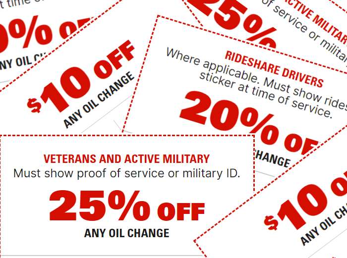 Take 5 oil change coupons - Rideshare Drivers, Veterans And Active Military