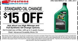 Firestone Standard Oil Change Coupon